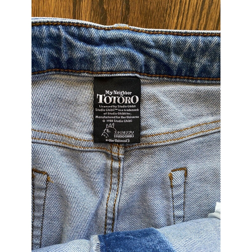 NWT My Neighbor Totoro Size 17 Stretch Light Blue Jeans Hot Topic Rolled Cuff - Picture 6 of 8
